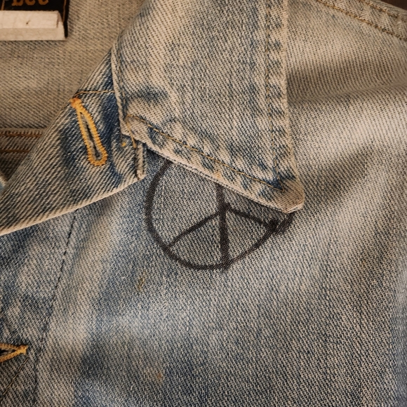 1970's Lee hand painted Pink Floyd distressed denim vest Mens M - Picture 10 of 17